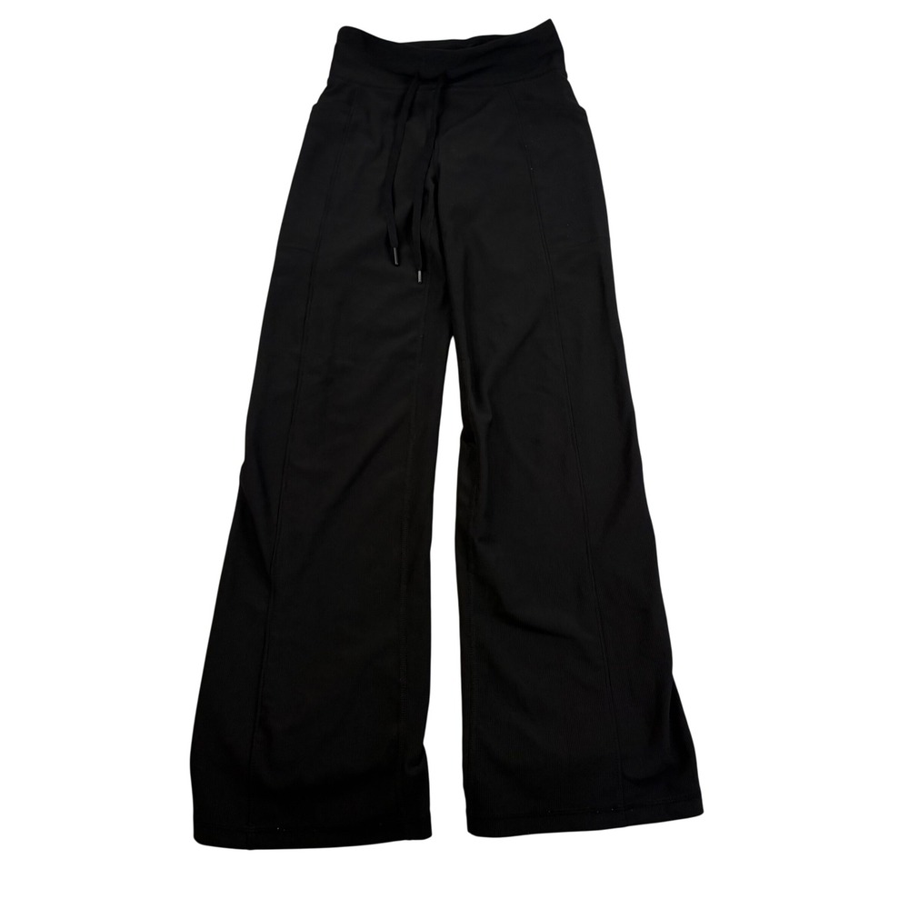 32 Degrees Cool Womens XS Black Ribbed Wide Leg Drawstring Athleisure Pants 2477